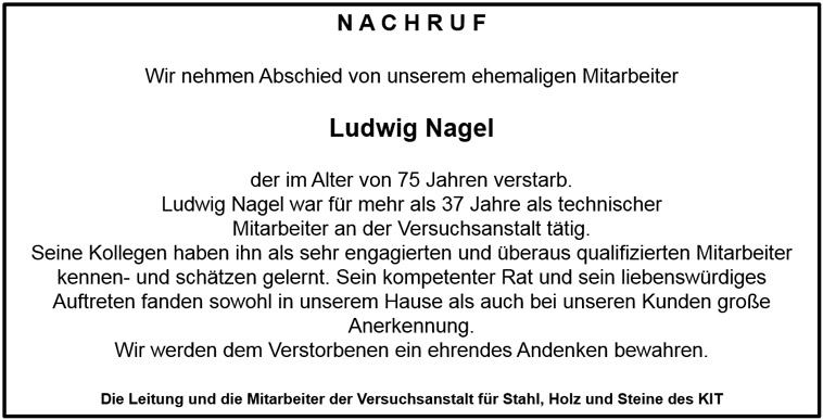 Nachruf: Ludwig Nagel